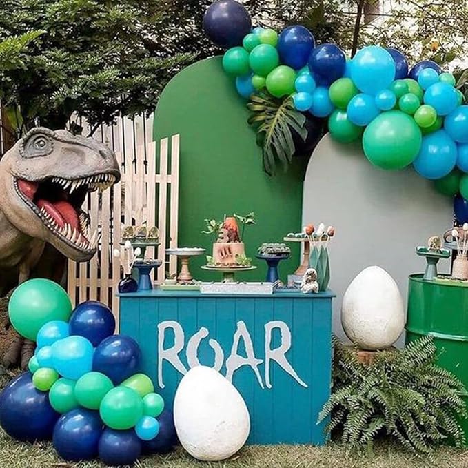 Blue and Green Birthday Balloons, 35pcs Confetti and Latex Balloons for Boys Birthday, Baby Shower, Dinosaur Theme Party Supplies