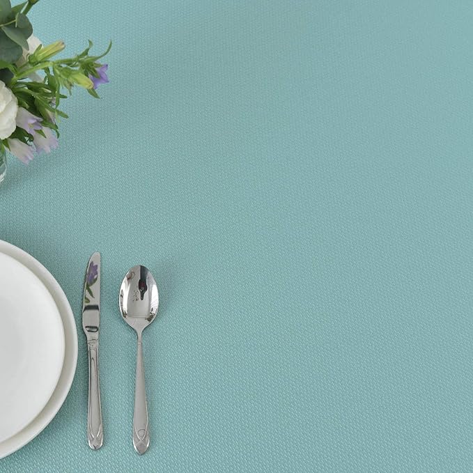 maxmill Round Textured Tablecloth Spill-Proof Wrinkle Free Soft Jacquard Table Cloth for Round Table Cover, for Dining Room Buffet Banquet Parties Holiday Dinner, 70 Inch, Turquoise