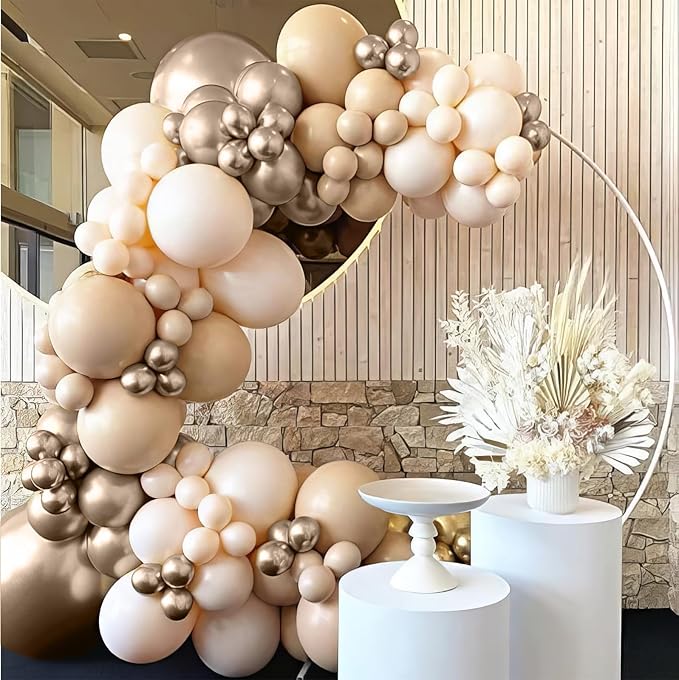 Neutral Balloons, Beige White Sand Latex Balloons Blush Gold Chrome Party Balloons Metallic Champagne Gold and Pearl Sand White Balloons for Kids Adults Birthday Boho Wedding Baby Shower Bridal Shower