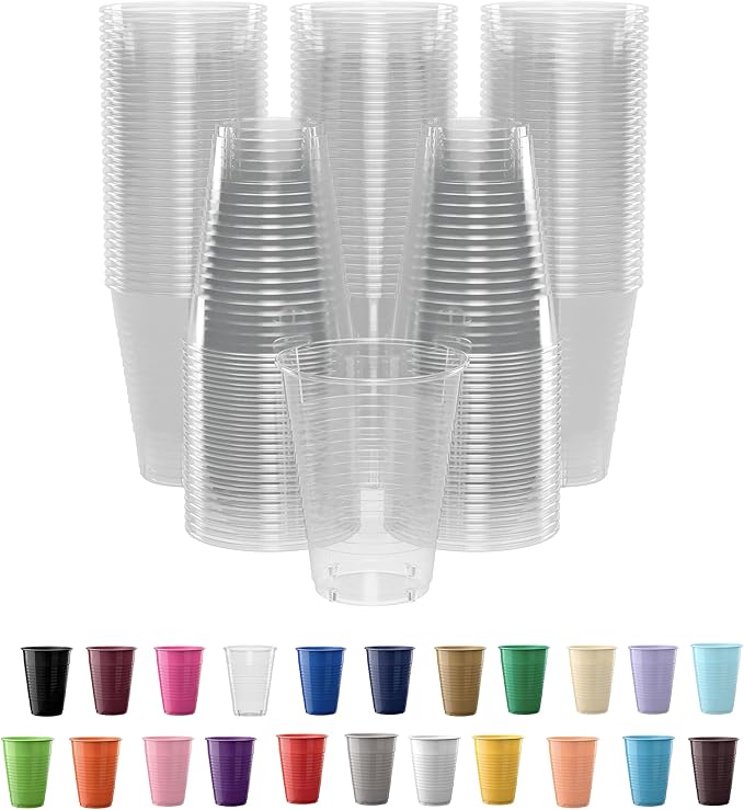 Exquisite Party Solids 12 Oz Clear Plastic Cups For Party Supplies 50 Pack | Clear Disposable Cups Plastic | Disposable Drinkware For Parties, Events & Everyday