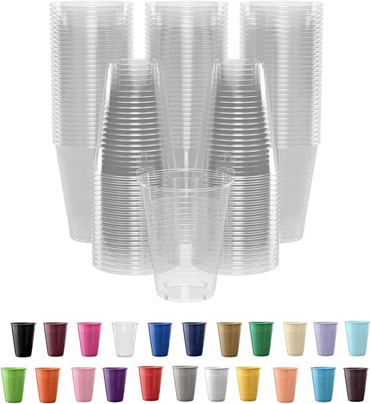Exquisite Party Solids 12 Oz Clear Plastic Cups For Party Supplies 50 Pack | Clear Disposable Cups Plastic | Disposable Drinkware For Parties, Events & Everyday