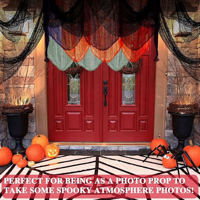 ZeeDix 6 Pack Halloween Creepy Cloth 30 x 75 Inch Halloween Decoration Spooky Scary Gauze Cloth for Party Supplies Outdoor Yard Home Doorways(6 Colors)