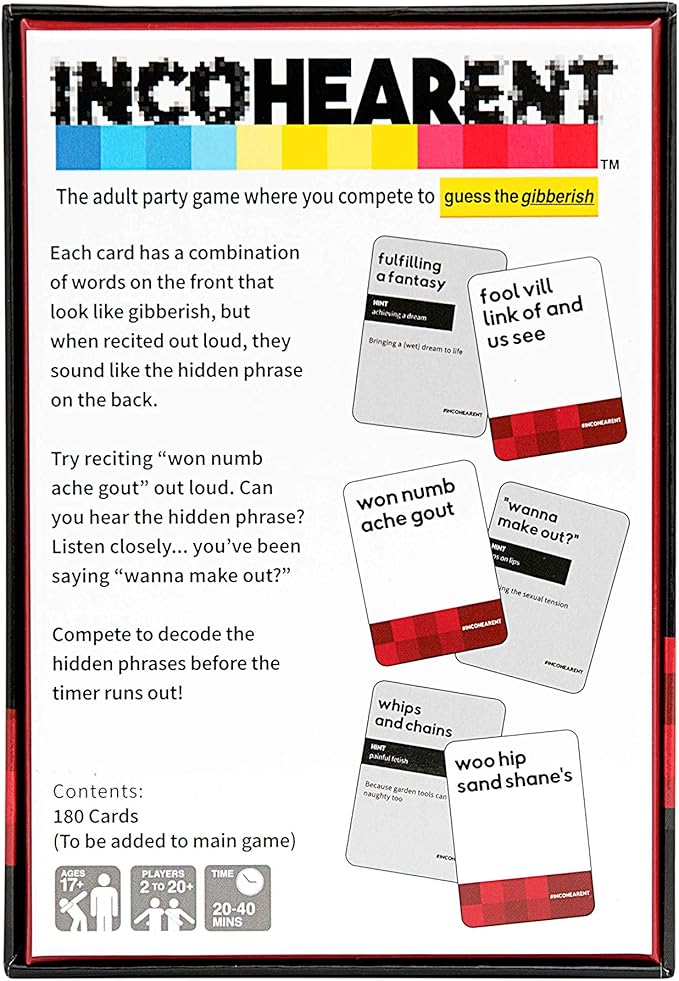 Incohearent Expansion Pack NSFW Edition By Relatable, Designed To Add On To Incohearent Core Game, Funny Card Game For Adults, Good For Party Games, Includes 180 Cards, Christmas Games for Adults
