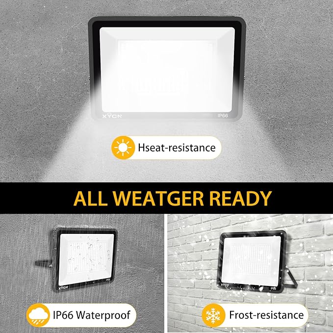 2pack 400W LED Flood Lights Outdoor, 5000K Daylight White 50000LM Super Bright LED Arena Lights 100-277V IP66 Waterproof Commercial Lighting for Sports, Fields, Stadiums