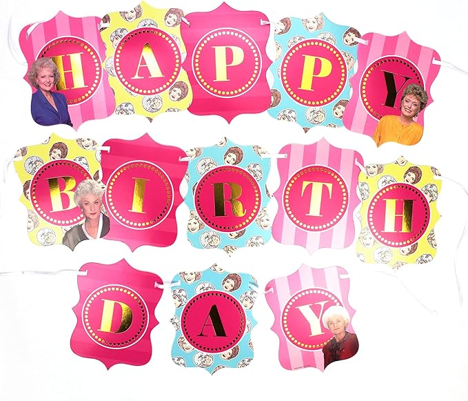 Golden Girls Party Supplies (Standard Pack for 24 Guests) Celebration Decorations, Plates, Napkins, Table Cover and Banner for 40th 50th & 60th Milestone Birthday for Women, or Bridal Shower Decor