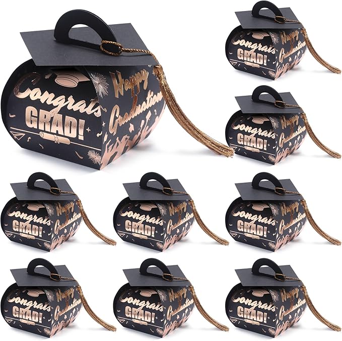 COTOPHER 36 Pcs Graduation Cap Gift Boxes with Tassel, Class of 2025 Graduation Candy Boxes Centerpieces for Tables Party Decorations, Mini Treat Chocolate Box Graduate Favors Supplies