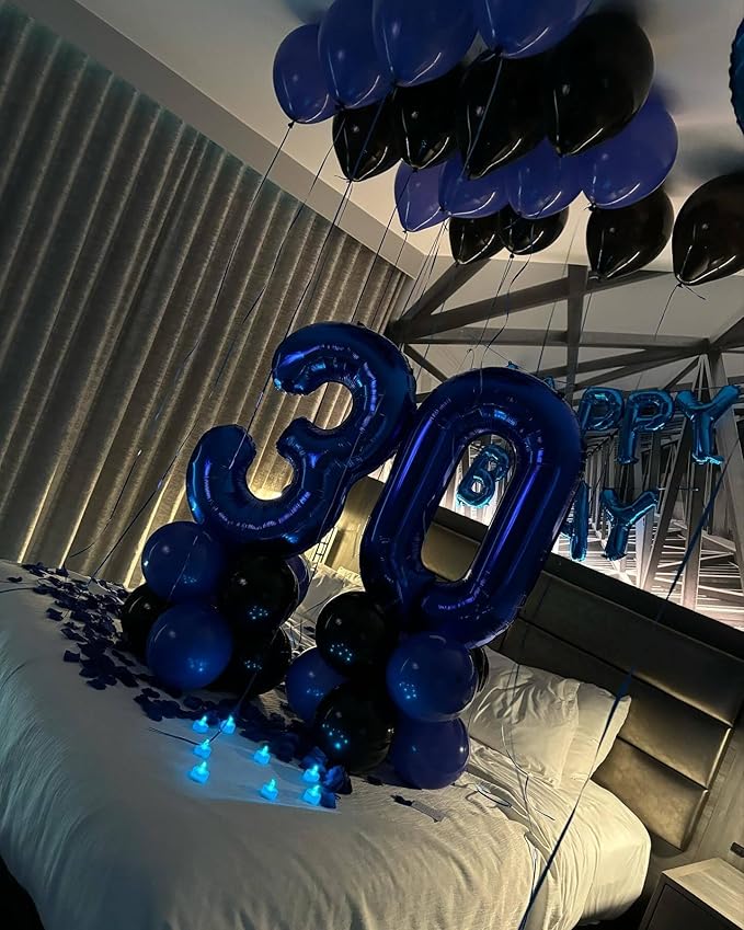 Night Blue Number 6 Balloon 40 Inch, 6th Birthday Party Decorations for Children, Giant 6 Foil Balloon for Party Supplies