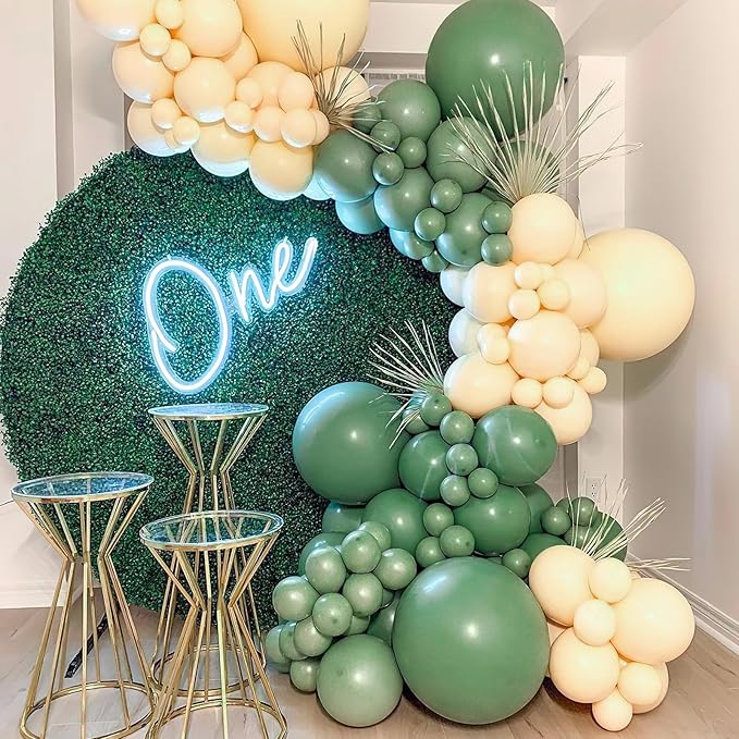 PartyWoo Dusty Green Balloons 50 pcs 5 Inch Small Mini Matte Sage Olive Boho Green Eucalyptus Latex Balloons for Wedding Baby Shower Gender Reveal Birthday Graduation Party Decorations Green-F03