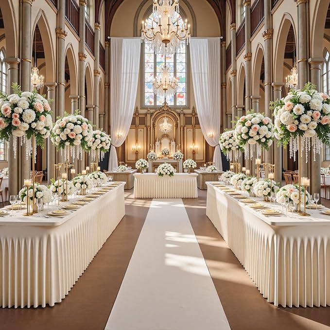 1 Pack Light Champagne Table Clothes for 6 Foot Rectangle Tables, One-Piece Wrinkle Resistant Stretch Spandex Table Covers with Skirt for Event Banquet Wedding Birthday Party