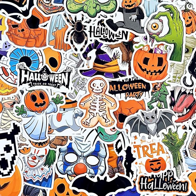AOWDIAO 200 Pcs Halloween Stickers, Halloween Vinyl Stickers for Kids & Adults, Holiday Party Favors, Crafts & Gifts