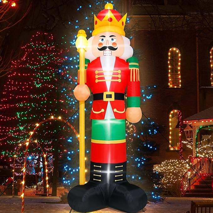 14FT Christmas Inflatables, Giant Christmas Inflatables Nutcracker, Lighted Christmas Soldier Yard Decorations, Blow Up Outdoor Christmas Decor for Holiday Xmas Party Indoor Lawn Christmas Eve