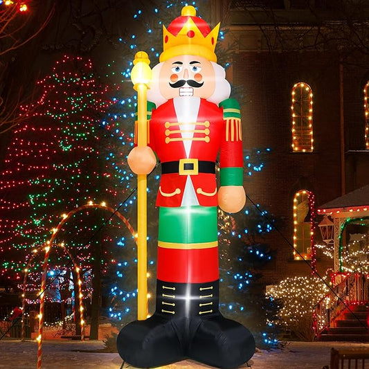 14FT Christmas Inflatables, Giant Christmas Inflatables Nutcracker, Lighted Christmas Soldier Yard Decorations, Blow Up Outdoor Christmas Decor for Holiday Xmas Party Indoor Lawn Christmas Eve