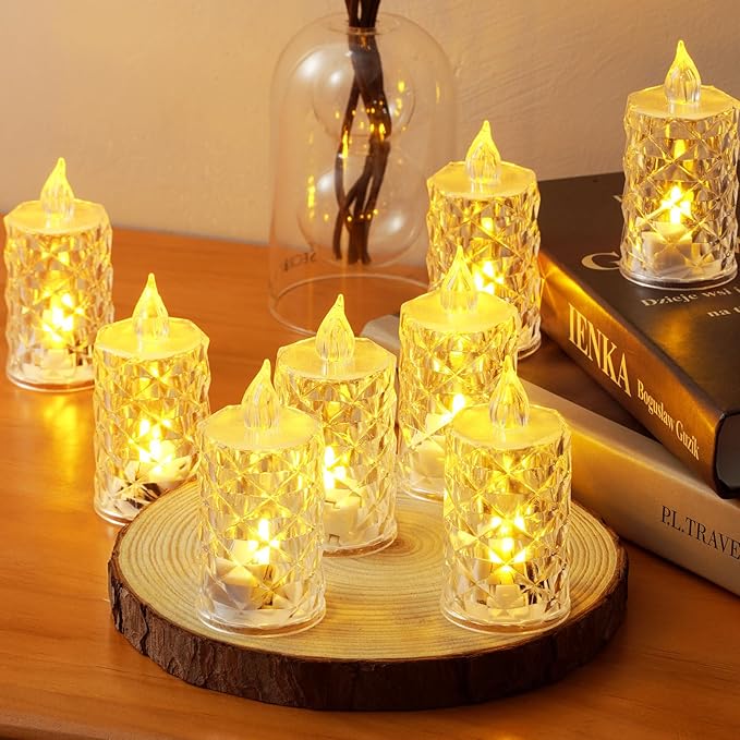 12-Pack Tea Lights Candles Battery Operated,Realistic Flicker & 200+ Hour Runtime - for Centerpieces, Weddings, Halloween, Christmas Decorations & Home Decor