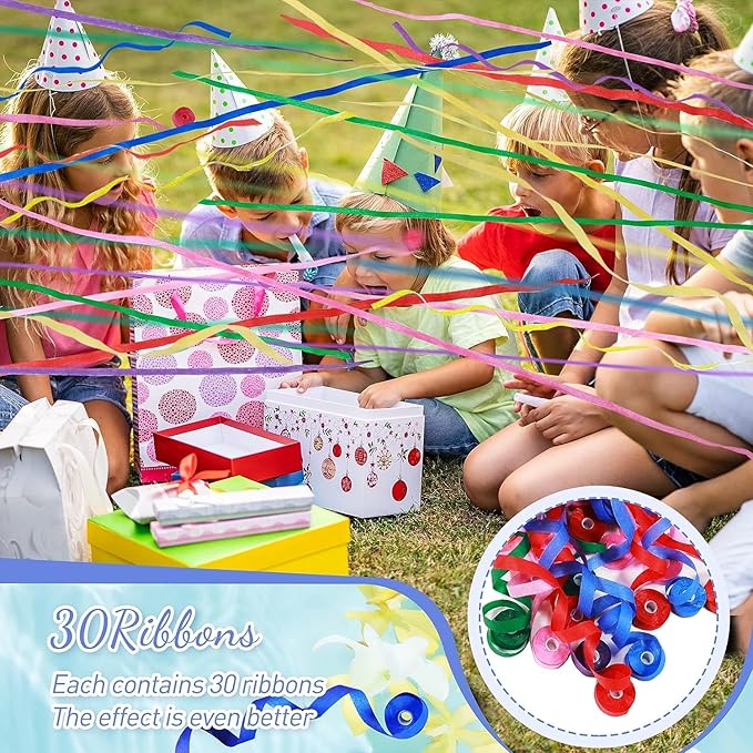 No Mess Streamers Poppers,36Pack Colorful Party Favors Confetti Shooters,Wedding,nye,School Opening,Graduation,Retirement Party (blue multicolor 36pack)