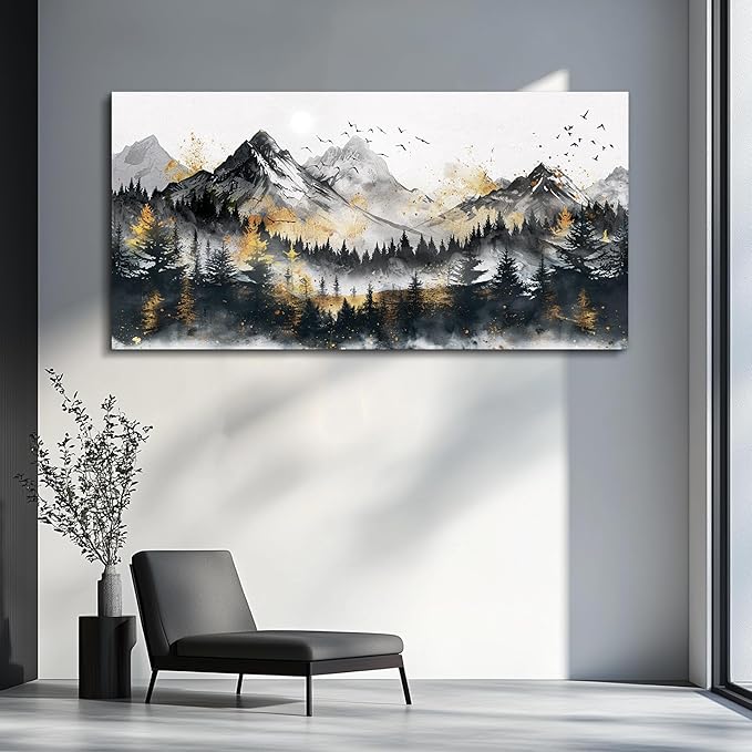 FUHAIHUA Canvas Wall Art For Living Room Large Wall Decorations For Office Bedroom Walls Mural Forest Mountain Landscape Paintings Abstract Wall Pictures Artwork Aesthetic Room Home Decor 30x60 In