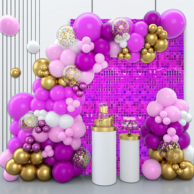 36 PCS Purple Shimmer Wall Backdrop, Laser Square Sequin Photo Backdrops Panel, Glitter Wall Background for Birthdays, Weddings, Halloween, Engagements, Disco Bachelorette Party Decoration (6FTx6FT)