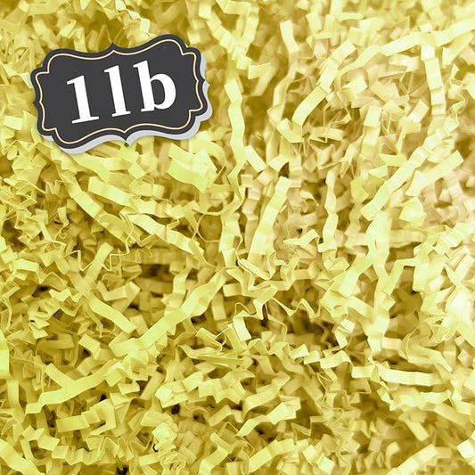 1 LB Light Yellow Crinkle Cut Paper Shred Filler Great for Gift Wrapping, Basket Filling, Birthday, Wedding, Halloween, Thanksgiving, Christmas Day, New Year Party Decorations Filling Supplies