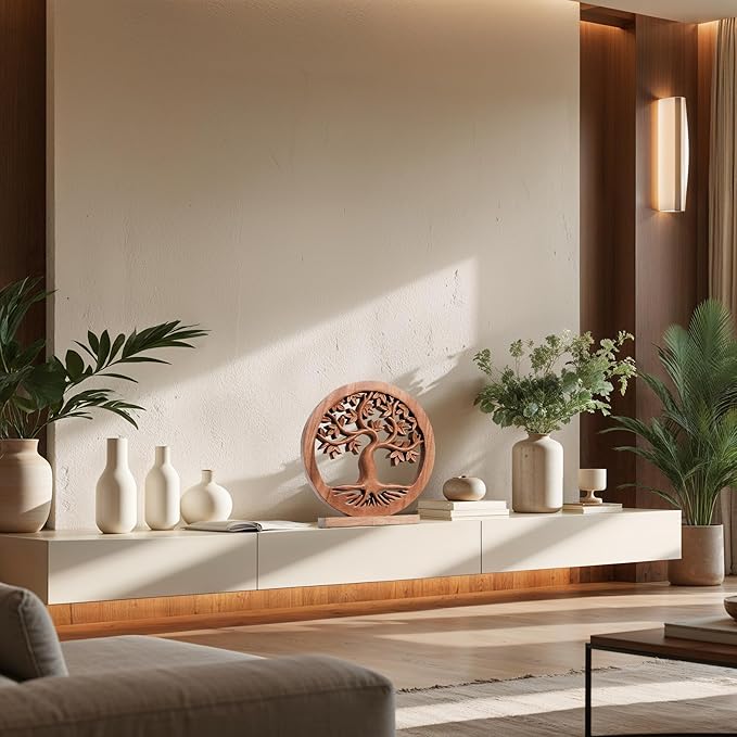 Decozen Solid Wood Tree Sculpture - Christmas Decor, Home Decor, Living Room, Boho, Coffee Table, Centerpiece Table Decorations, Mantle, Dining Table Centerpiece, Bathroom Shelf, Farmhouse