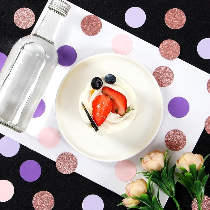 Rose-Gold Pink-Purple Party Decorations Confetti - 300pcs Baby Shower Decorations for Girl Women Birthday Table Scatter,Bachelorette Wedding Engagement Decor Lasting Surprise