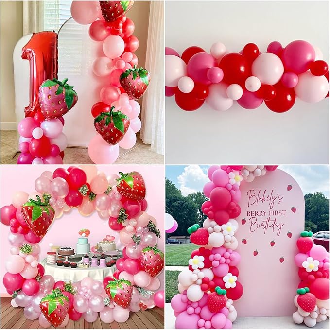 Red Pink Balloons 60 Pcs 12 Inch Fuchsia Hot Pink Rose Red Balloon Neon Pink Magenta Strawberry Berry Helium Balloons for Girls Princess Wedding Valentine Baby Shower Birthday Party Decorations