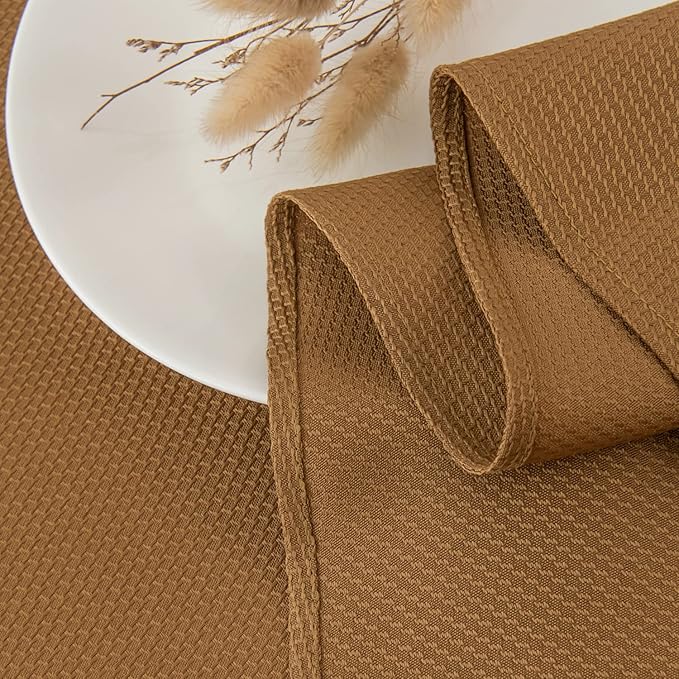 maxmill Fall Tablecloth Stain Resistant Waterproof Wrinkle Resistant Spillproof Washable Soft Textured Table Cloth for Dining Room Harvest Thanksgiving Parties, Round 70 Inch, Amber Bronze