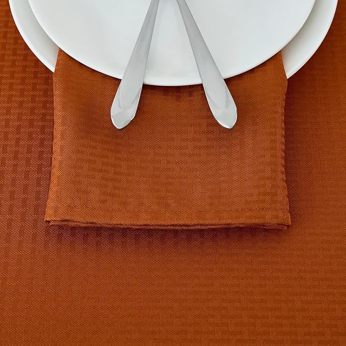 maxmill Fall Cloth Napkins 20 x 20 Inch Weaved Pattern Soft Comfortable and Luxury Serviette for Harvest Thanksgiving Family Dinners Weddings Parties and Banquets Set of 4 Pieces, Rust