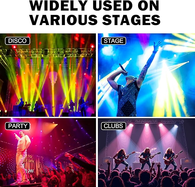 200W LED Stage Light, COB Par Lights with Barn Doors, DMX Blinder Stage Lighting Sound Activated for Wedding Live Show Christmas Party (6 Colors 1PC)