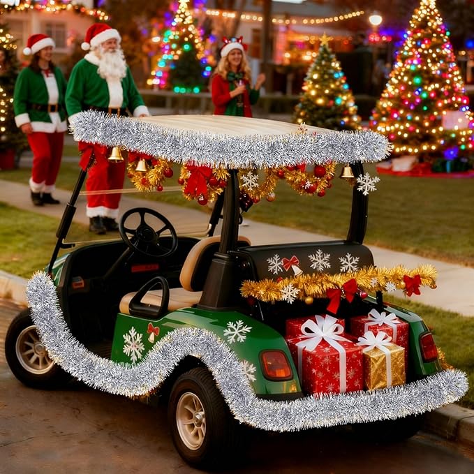 50Ft Christmas Tinsel Garland Silver Xmas Tree Decorations Metallic Glitter Twist Garland for Christmas Tree Decorations New Year Party Birthday Holiday Supplies Indoor Outdoor Supplies