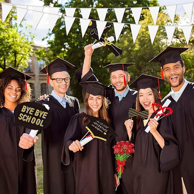 32.8FT White Glitter Triangle Pennant Banner Flag Metallic Bunting Fabric Garland for Christmas Graduation Wedding Engagement Anniversary Bachelorette Birthday Bridal Shower Valentine's Party Decor