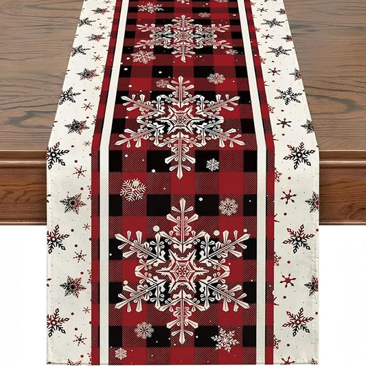 meleg otthon Christmas Table Runner, Snowflakes Table Runner, Durable Washable Table Decorations Suitable for Home, Christmas, Kitchen, Dining Room Decorative (72 x 13Inch)
