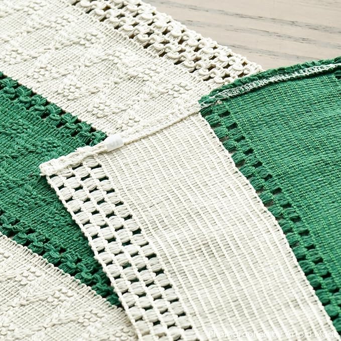 Artoid Mode Dark Green Farmhouse Rustic Table Runner, Seasonal Holiday Hollow Kitchen Dining Table Decoration for Home Party Decor 12x90 Inch