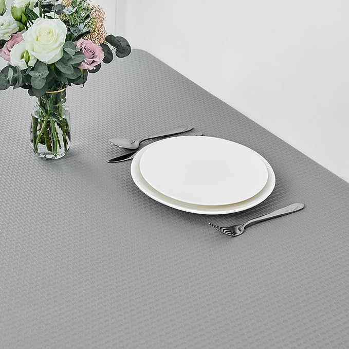 maxmill Tablecloth Weaved Texture Stain Resistant Waterproof, Wrinkle Resistant Washable Table Cloth, Fabric Table Cover for Dining Room, Indoor Outdoor Use, Rectangle 60 x 120 Inch, Light Grey