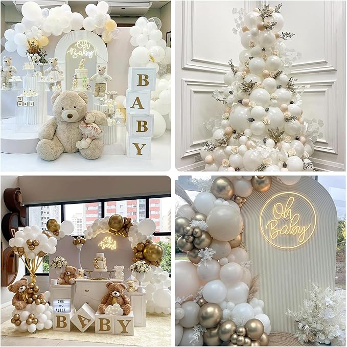 White Balloons, 30pcs - 12inch, White Matte Latex Balloons for Arch, Garland, Bouquet, Party Decorations, BLSR010