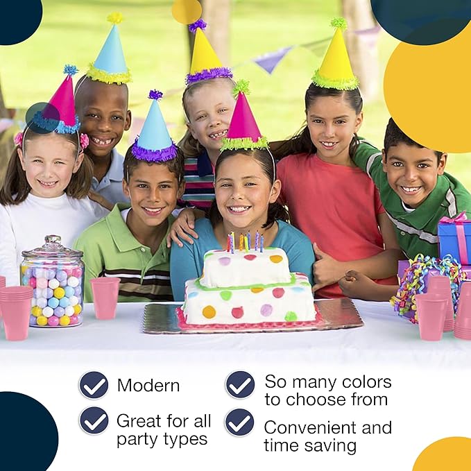 Exquisite Party Solids 12 Oz Pink Plastic Cups For Party Supplies 50 Pack | Pink Disposable Cups Plastic | Disposable Drinkware For Parties, Events & Everyday