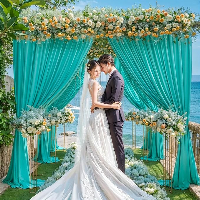 8 Panels Turquoise Backdrop Curtain for Parties Wedding Wrinkle Free Mermaid Photo Backdrops Drapes Background Fabric Decoration for Baby Shower Birthday Party 40ft(W) x 10ft(H)