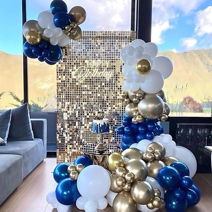 Light Gold Shimmer Wall Backdrop 48 Panels Cover 8 x 6 Ft, Photo Backdrops for Wedding,Anniversary,Birthday,Party Decoration