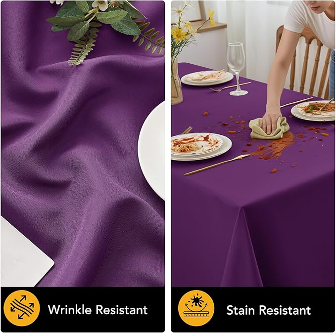 10-Pack Purple Tablecloths for Rectangle Tables, 70 x 120 Inches, Stain-Resistant Polyester Fabric for 6 Foot Tables - Washable Table Covers for Weddings, Banquets, Birthday Parties, Events