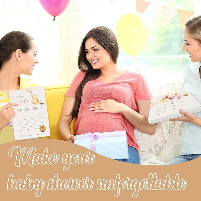 Winnie Baby Shower Games, First Year Bucket List, Baby Shower Game Cards, Set of 30, Winnie The Pooh Party Favors, Baby Shower Party Games Supplies & Activities, Baby Shower Decorations
