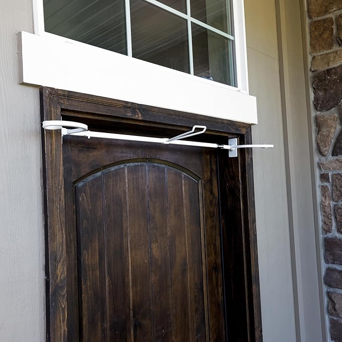 VILLAGE LIGHTING COMPANY [Front Door Garland Hanger] - Adjustable to Different Door Widths | Heavy-Duty Cast Iron | Decorative Christmas and Holiday Decor | No Nails, Screws, or Damage