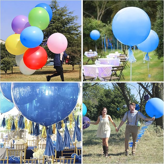 PartyWoo Royal Blue Balloons 4pcs of 36 Inch Dark Blue Latex Balloons for Wedding Baby Shower Gender Reveal Anniversary Graduation Under The Sea Men Birthday Bachelorette Party Decorations Blue-Y5