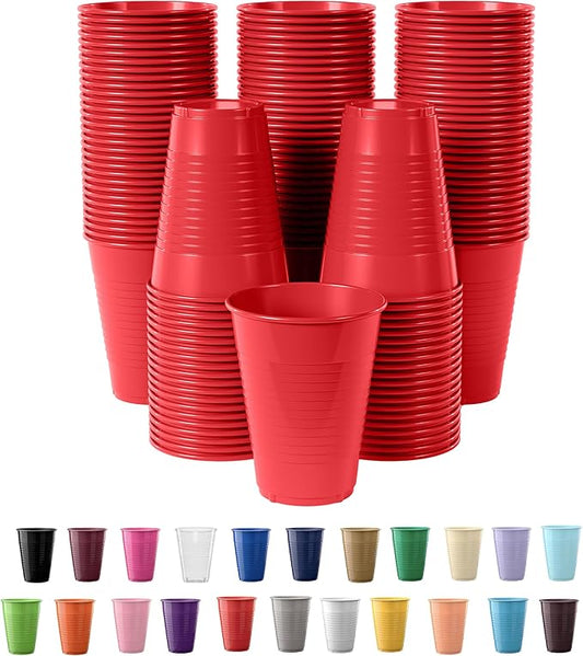 Exquisite Party Solids 12 Oz Red Plastic Cups For Party Supplies 50 Pack | Red Disposable Cups Plastic | Disposable Drinkware For Parties, Events & Everyday