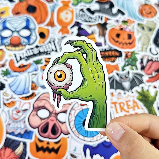AOWDIAO 200 Pcs Halloween Stickers, Halloween Vinyl Stickers for Kids & Adults, Holiday Party Favors, Crafts & Gifts
