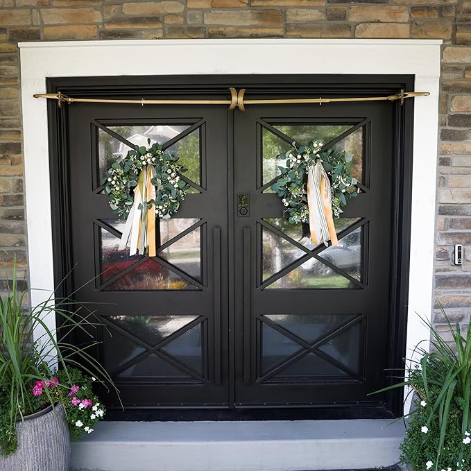 VILLAGE LIGHTING COMPANY [Front Door Garland Hanger] - Adjustable to Different Door Widths | Heavy-Duty Cast Iron | Decorative Christmas Decor | No Nails, Screws, or Damage