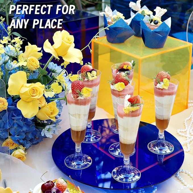 100 Pack Clear Plastic Champagne Flutes, 5 Oz Disposable Champagne Glasses, Unbreakable Acrylic Mimosa Glasses Wedding Cocktail Cups for Engagement Birthday Graduation Party Decorations Supplies