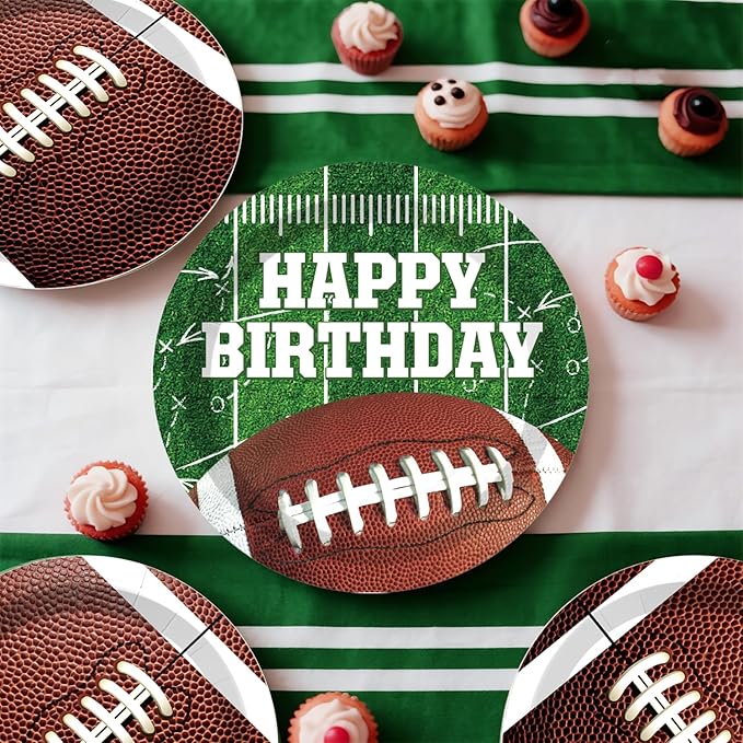 cocomigo 245 Pcs Football Birthday Party Decorations Football Birthday Banner Balloons Plates and Napkins Tablecloth Backdrop for Game Day Touchdown Sports Theme Party Supplies