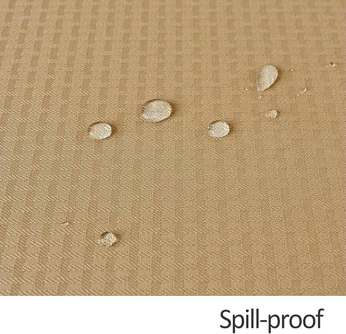 maxmill Square Tablecloth Water Resistance Antiwrinkle Spill Proof Weaved Texture Table Cloth, Decorative Fabric Table Cover for Banquet Parties Event Holiday Dinner, 70 x 70 Inch, Beige