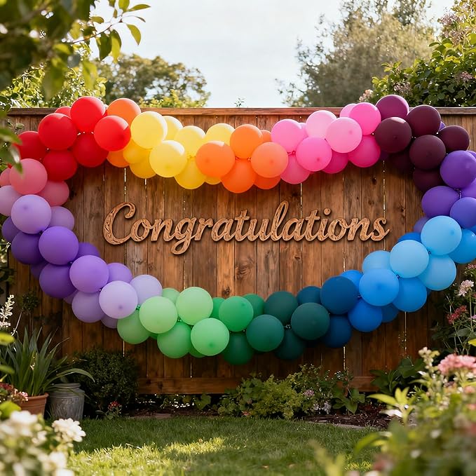 10 Colors Rainbow Party Balloons 100 Pack, 12 Inch Vibrant Latex Helium Round Balloons Garland for Birthdays Weddings Baby Showers Arch Decorations