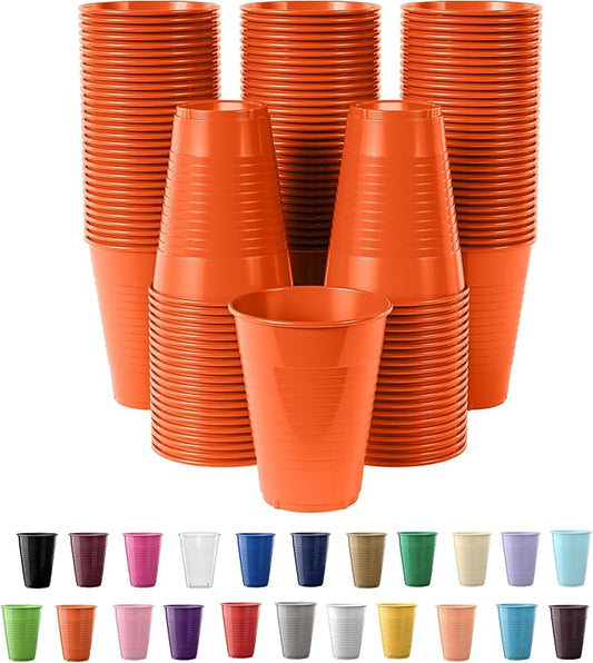 Exquisite Party Solids 12 Oz Orange Plastic Cups For Party Supplies 50 Pack | Orange Disposable Cups Plastic | Disposable Drinkware For Parties, Events & Everyday
