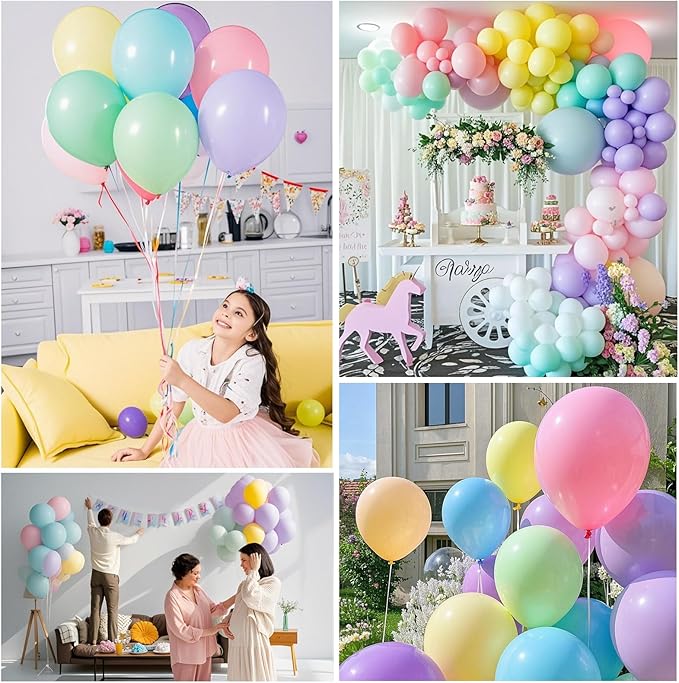 Pastel Balloons Latex Pastel Birthday Decorations 30 Pack 18 inch Round Helium Multicolor Macaron Rainbow Decor for Birthday Rainbow Party Baby Shower Wedding Easter Balloons Decorations