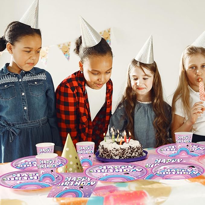 168pcs Dollhouse Birthday Party Decorations for kids Party Supplies Set Includes Plates, Napkins, Cups, Forks, Knives, for Kids 24 Guests